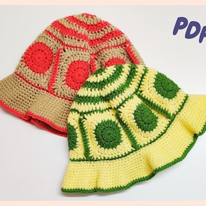 Crochet Pattern Bucket Hat | Crochet Hat Pattern | Crochet Trendy Hat Pattern | Granny Square Bucket Hat | PDF Digital Download
