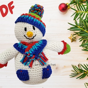 Crochet Snowman Pattern, Crochet Tony The Snowman Christmas Amigurumi Doll Gift, Holiday decor or ornament for tree, PDF digital download