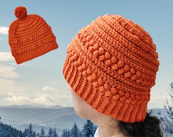 Crochet Beanie PATTERN Puff Love Hat Crochet Hat Pattern - Main Image
