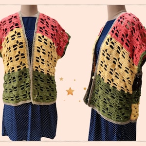 Crochet Flower Cardigan Vest Pattern-Crochet Pattern Vest Top- Crochet Summer Vest- Crochet for Women-Sizes XS-5XL PDF digital DOWNLOAD
