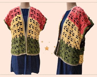 Crochet Flower Cardigan Vest Pattern-Crochet Pattern Vest Top- Crochet Summer Vest- Crochet for Women-Sizes XS-5XL PDF digital DOWNLOAD