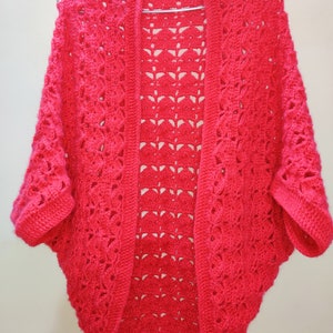 Crochet Cocoon Shrug Pattern, Easy Crochet Shrug for Beginners, Womens Lacy Cocoon Cardigan, Sizes S to 5XL digital download PDF