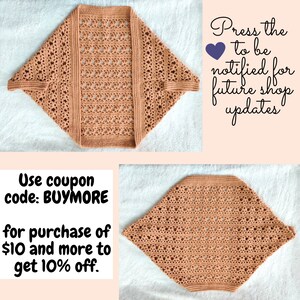 Crochet Pattern Cocoon shrug medium weight lion brand yarn. Easy beginner crochet cocoon cardigan or boho crochet sweater for women in sizes XS to 5XL. Blanket shrug made from rectangle with easy lacy pattern of puff stitch and half double crochet.