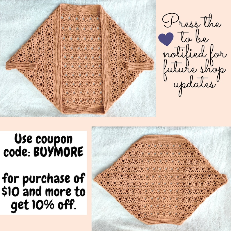 Crochet Pattern Cocoon shrug medium weight lion brand yarn. Easy beginner crochet cocoon cardigan or boho crochet sweater for women in sizes XS to 5XL. Blanket shrug made from rectangle with easy lacy pattern of puff stitch and half double crochet.