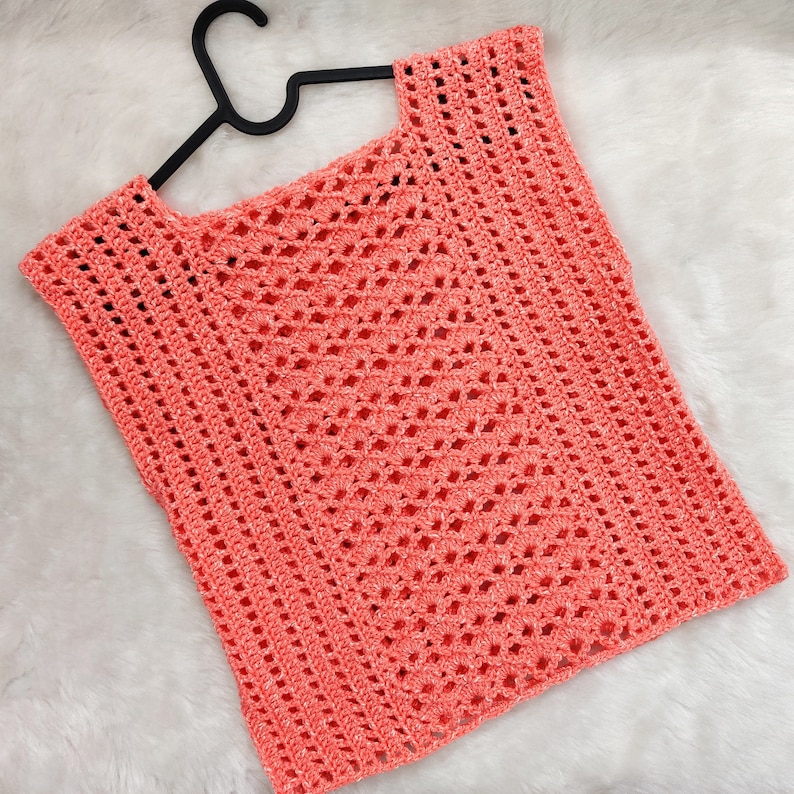 Crochet easy top pattern with cotton yarn. Easy quick crochet tee pattern. Crochet lacy vest. Crochet top for women all sizes. beginner crochet. Womens lacy blouse fits well chic trendy design. Peach yarn soft