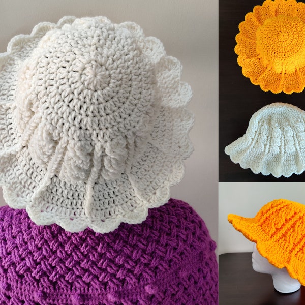 Crochet Cable Bucket Hat Easy Crochet Pattern or Sun Hat Pattern for Women PDF digital instant download