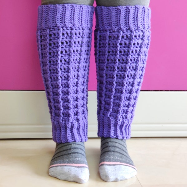 Crochet Lavender Waffle Leg Warmers , Crochet Legwarmers , Ribbed Leg Warmers Pattern Digital Download PDF