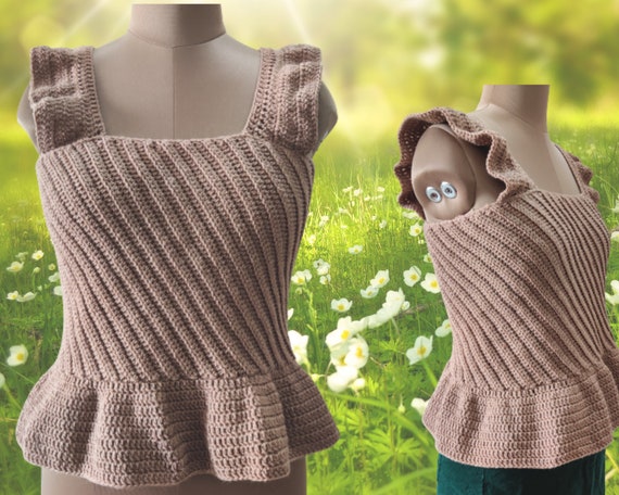 【neco】Summer Tweed Peplum Top Crochet Summer Peplum Top Pattern-crochet Pattern Crop Top