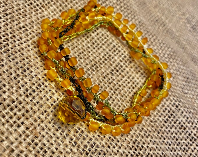 32\u201d Unique Orange Handmade Crochet necklace|bracelet