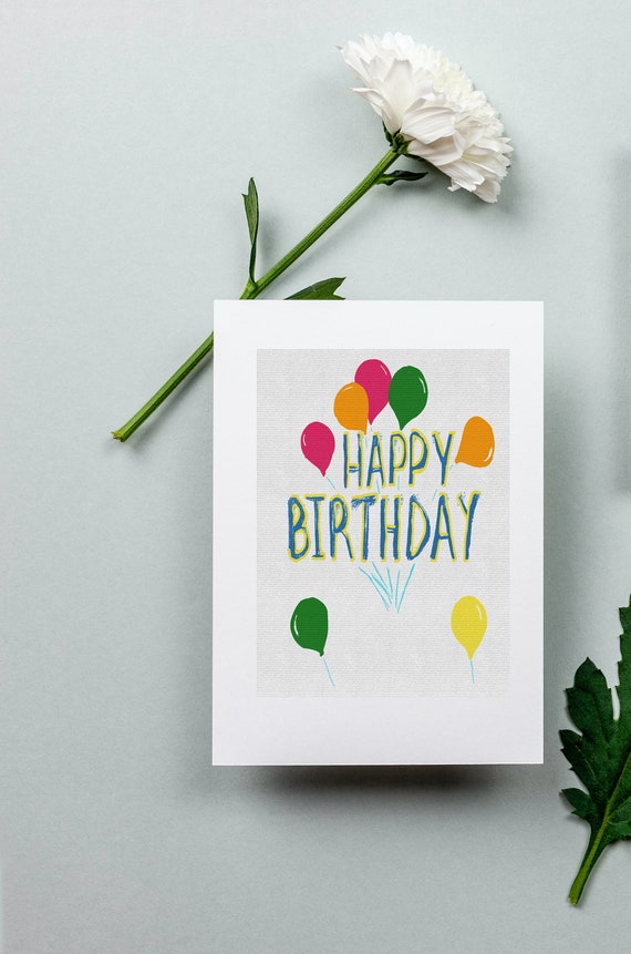 Happy Birthday Card Printable/Digital Ballon Decoration | Etsy