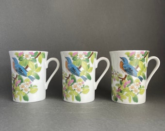 Vintage Otagiri Blue Bird Mug - Delicate Floral & Songbird Collectible Mug