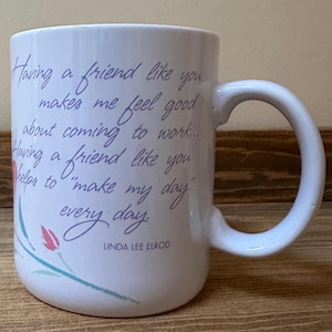 Hallmark Mugs - Vintage Coworker Appreciation Mug - Lovely Peom by Linda Lee Elrod  - Workplace Friendship Mug - 1987 Japan