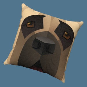 English Mastiff Dog Pillow: Soft Faux Suede Throw Pillow
