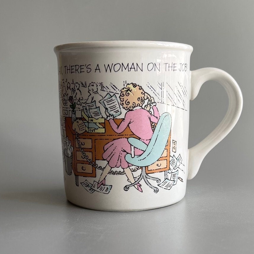 Hallmark Mug Mates - Vintage 80's Humor - "Relax, There's a Woman On the Job"  - 1986