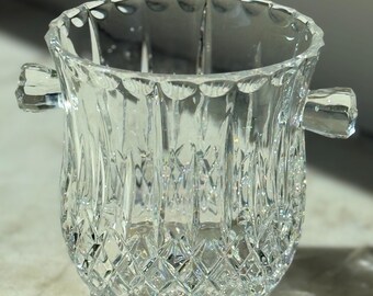 Cubitera de hielo Gorham King Edward de cristal de plomo macizo con asas para champán y vino / Cubitera de hielo de cristal vintage Chic Barware