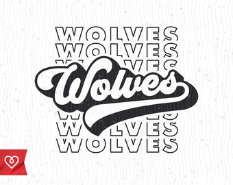 Wolves School Spirit Svg Retro Design Wolf Pride Png Wolves Football Cheer Svg Wolves Baseball Basketball Svg Wolves Cricut Cut File