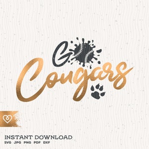 Go Cougars Svg Baseball Cougar Schule Geist Png Baseball gehen Cougars Team Svg Cougar Paw Baseball Ball Cougars stolz Cheer Cricut geschnitten Datei