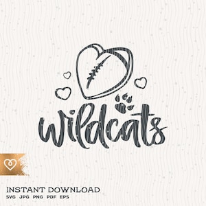 Go Wildcats Svg School Spirit Png Football Cheer Wildcat Pride Svg Football Wildcats Paw Team Svg Cricut Instant Download T Shirt Design