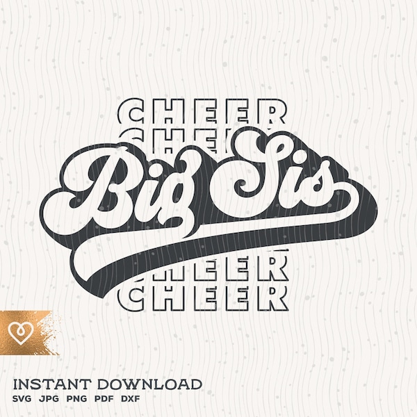 Cheer Big Sister Svg Retro Design Cheer Big Sis Png Sport Sister Cheer Svg Football Baseball Basketball Svg Cricut Cut File