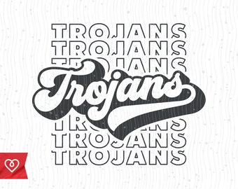 Trojany Szkoła Spirit Svg Retro Design Trojan Pride Png Trojany Piłka Nożna Cheer Svg Trojany Baseball Trojany Koszykówka Svg Cricut Cut File