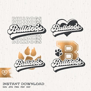 Bulldogs Svg School Spirit Bundle Svg Retro Design Bulldog Pride Png Football Cheer Svg Baseball Bulldogs Paw Svg Basketball Cricut Cut File