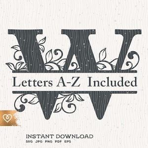 Split Font Svg Monogram Split Letter Svg Aphabet Split Font Png Family Initial Letter Cricut Cut File Sliced Bohemian Monogram Letter