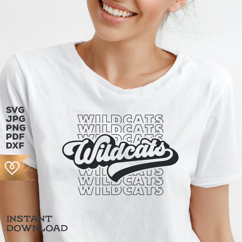 Wildcats Svg School Spirit Bundle Svg Retro Design Wildcat | Etsy
