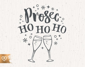 Christmas Prosecco Svg Ho Ho Ho Santa Claus Png Prosecco Cut File for Cricut Instant Download Drinking Christmas Png Sparkling Christmas