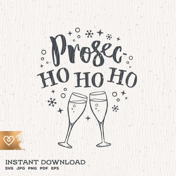 Christmas Prosecco Svg Ho Ho Ho Santa Claus Png Prosecco Cut File for Cricut Instant Download Drinking Christmas Png Sparkling Christmas