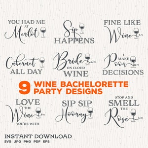 Vino Bachelorette 9 fiesta Svg camisas diseño, camisas de novia de vino, novia tribu png, novia fiesta corte archivo para Cricut, bridesmaid archivos de corte