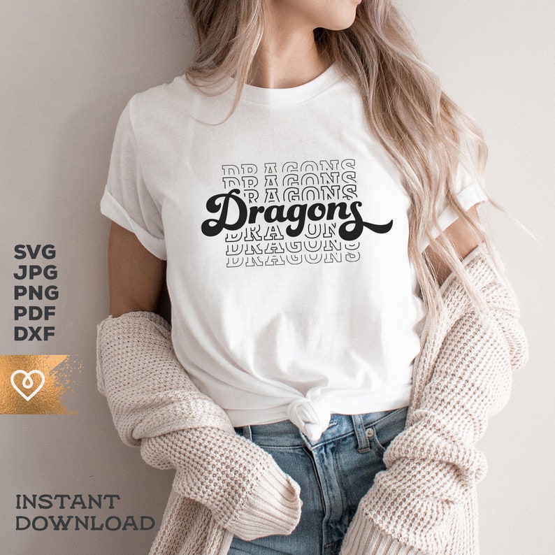 Dragons Retro School Spirit Svg Dragon Pride Vintage Cheer Svg | Etsy