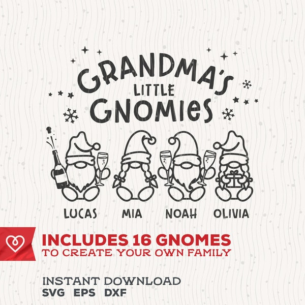 Grandma's Little Gnomies Svg 16 Funny Christmas Homies Png Granny Cut File Cricut Gigi Santa Snowmies Svg Cutting File Winter Gnomes Family
