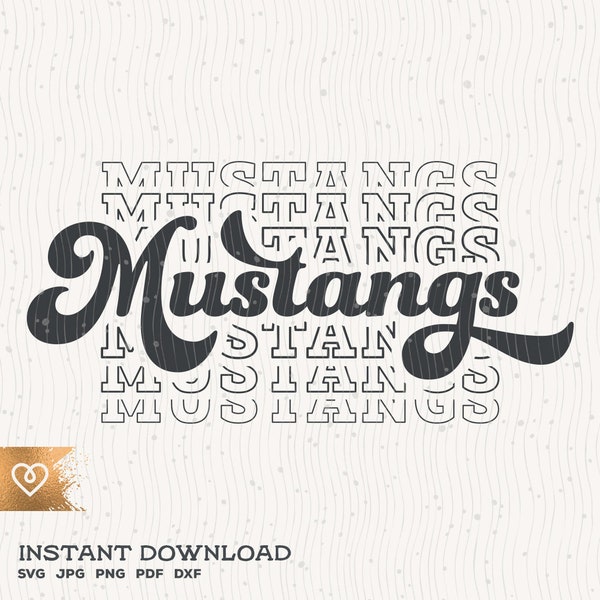 Mustangs School Spirit Svg Mustang Pride Png Retro Mustangs Team Logo Svg School Mustangs Cheer Mascot Cricut Echo Svg Mustang Pride