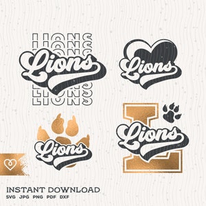 Lions Svg School Spirit Bundle Lions Svg Retro Design Lion Pride Png Futebol Cheer Svg Beisebol Lions Paw Svg Basquete Cricut Cut File