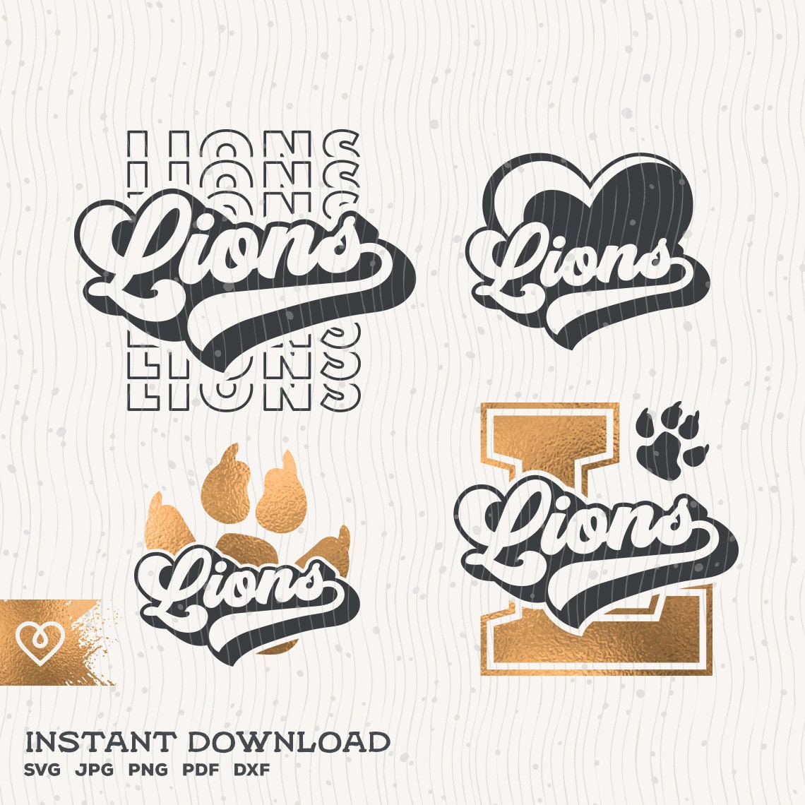 Lions Svg School Spirit Bundle Lions Svg Retro Design Lion Pride Png Football Cheer Svg Baseball Lions Paw Svg Basketball Cricut Cut File