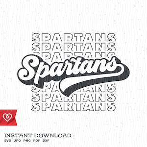 Spartans Echo Svg School Spirit Retro Design Svg Spartan Pride Png Spartans Football Cheer Svg Football Baseball Basketball Cricut Cut File
