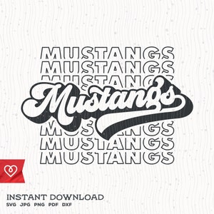 Mustangs School Spirit Svg Mustang Pride Png Retro Mustangs Team Logo Svg School Mustangs Cheer Mascot Cricut Echo Svg Mustang Pride