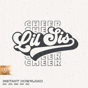 Cheer Little Sister Svg Retro Design Cheer Lil Sis Png Sport Little Sister Cheer Svg Football Baseball Basketball Svg Cricut Cut File