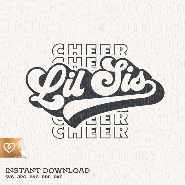 Cheer Little Sister Svg Retro Design Cheer Lil Sis Png Sport Little Sister Cheer Svg Football Baseball Basketball Svg Cricut Cut File