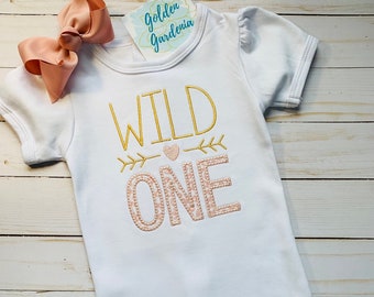 Wild One First Birthday Bodysuit | Blush Leopard Applique