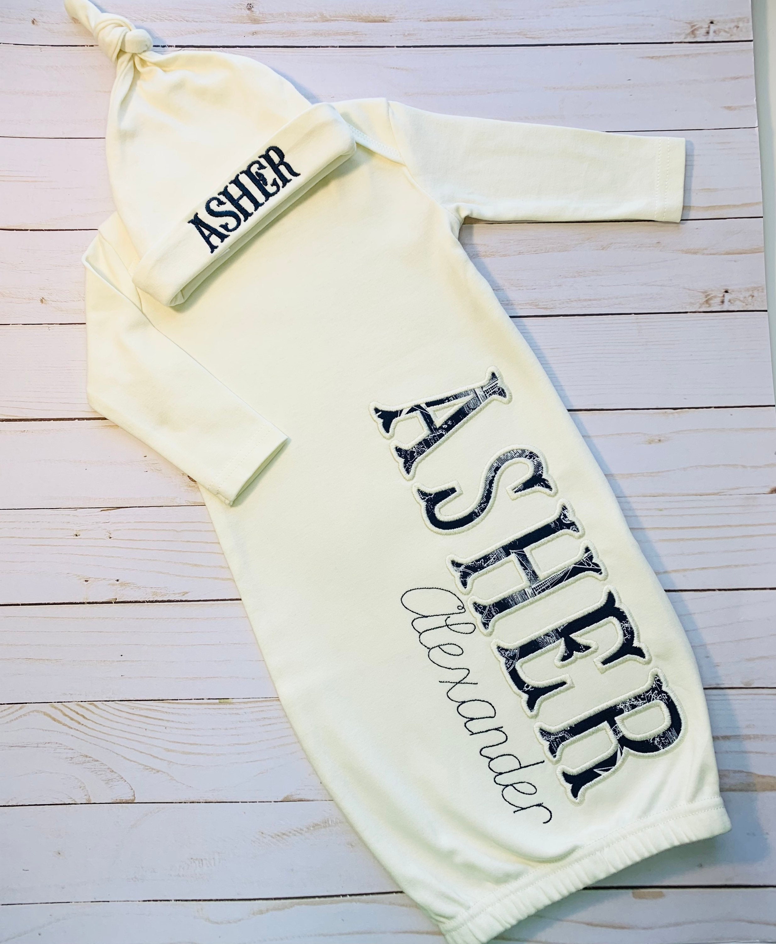 New Baby Outfit, Baby Boy Gown, Coming Home Outfit, New Baby Gown, Newborn  Boy Outfit, Name Baby Gown, Custom Applique, Infant Gown - Etsy