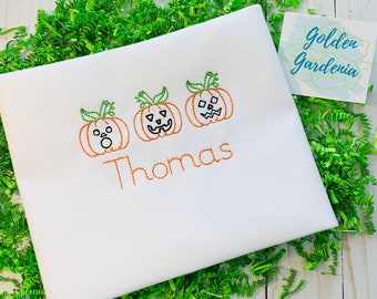 Embroidered Jack-O-Lantern Halloween T-Shirt | Personalized Boys Shirt