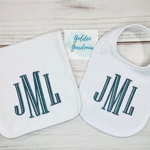 Monogrammed Bib and Burp cloth | Personalized baby bib and burp cloth | Baby Bib | Baby Burpcloth | Monogram Bib and Burp cloth