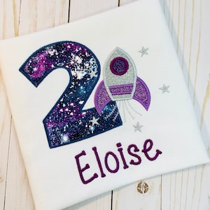 Outerspace birthday shirt | Rocket birthday shirt | girls personalized birthday shirt | solar system birthday | out of this world birthday
