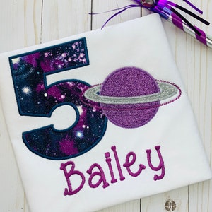 Outerspace birthday shirt, girls personalized birthday shirt, solar system birthday, out of this world birthday
