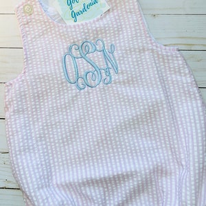 Pink Seersucker Bubble | Personalized baby bubble | Sun bubble with name | Pink seersucker | Monogrammed Bubble