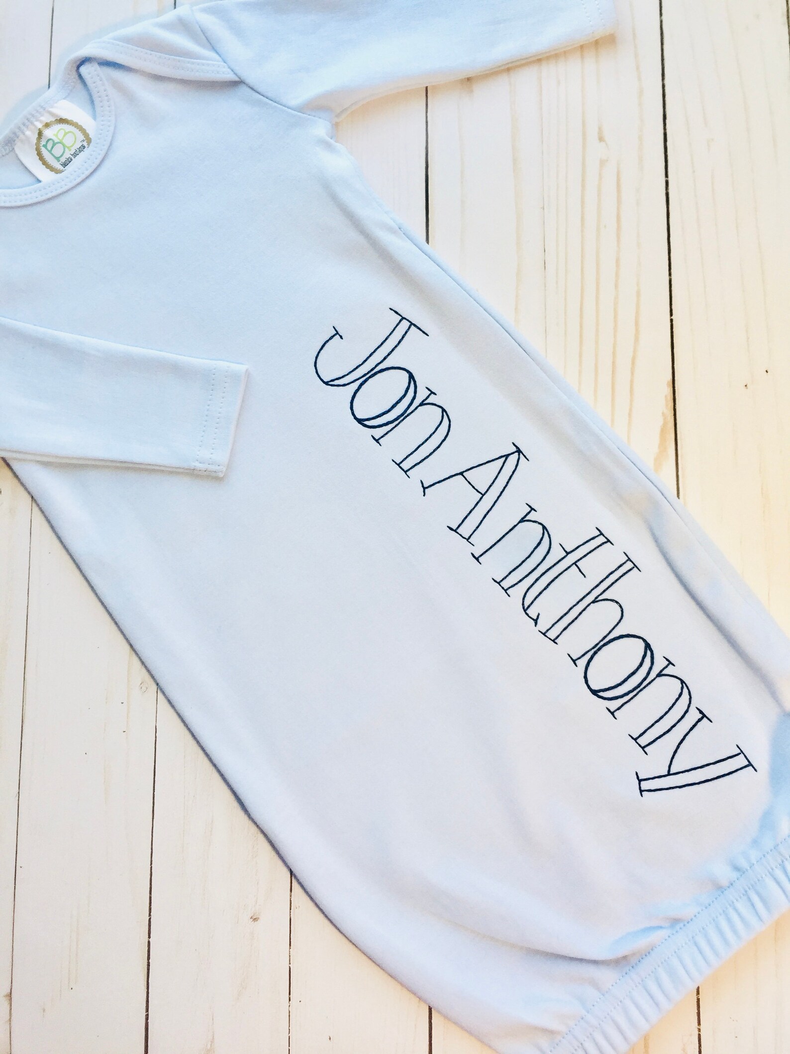 Personalized Baby Boy Gown Vintage Style Embroidery Etsy