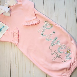Personalized baby girl gown | Embroidered pink baby gown | Baby girl coming home outfit | Baby girl name gown | Monogrammed baby outfit