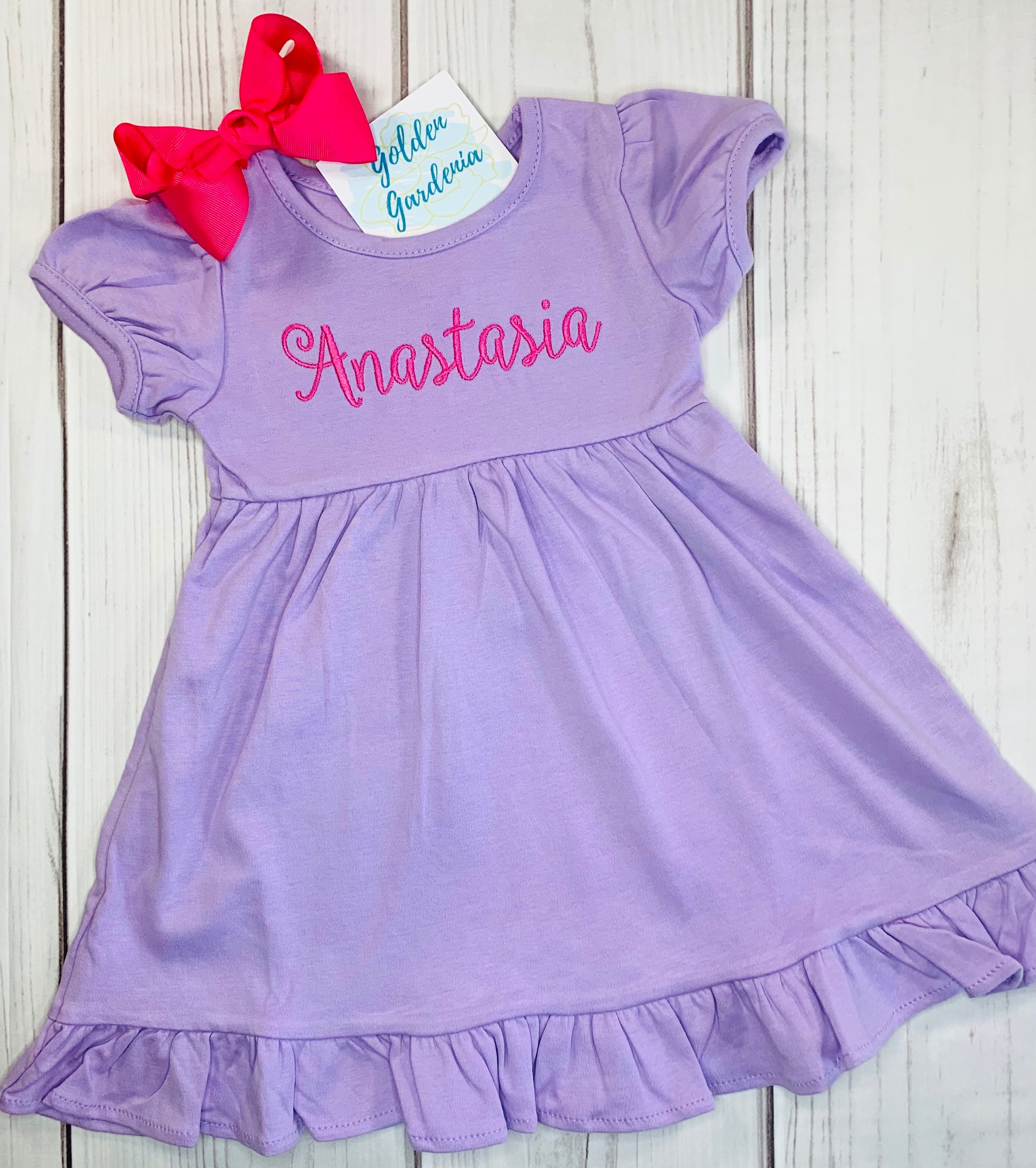 Purple Embroidered Ruffle Dress Lavender Monogram Ruffle Dress Personalized Cotton Girls Dress Purple Embroidered Ruffle Dress Lavender Monogram Ruffle Dress Personalized Cotton Girls Dress