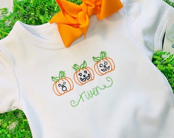 Girls Personlized Jack-O-Lantern Shirt